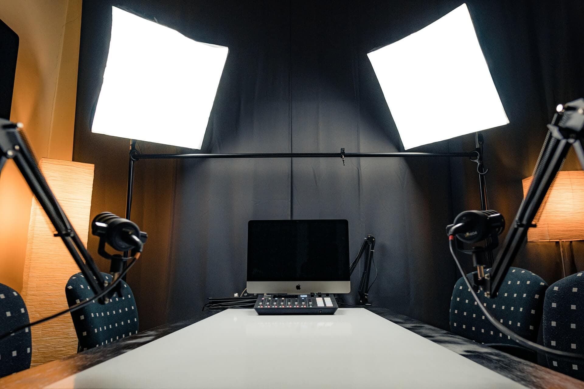 a conference room being prepared for remote team meetings