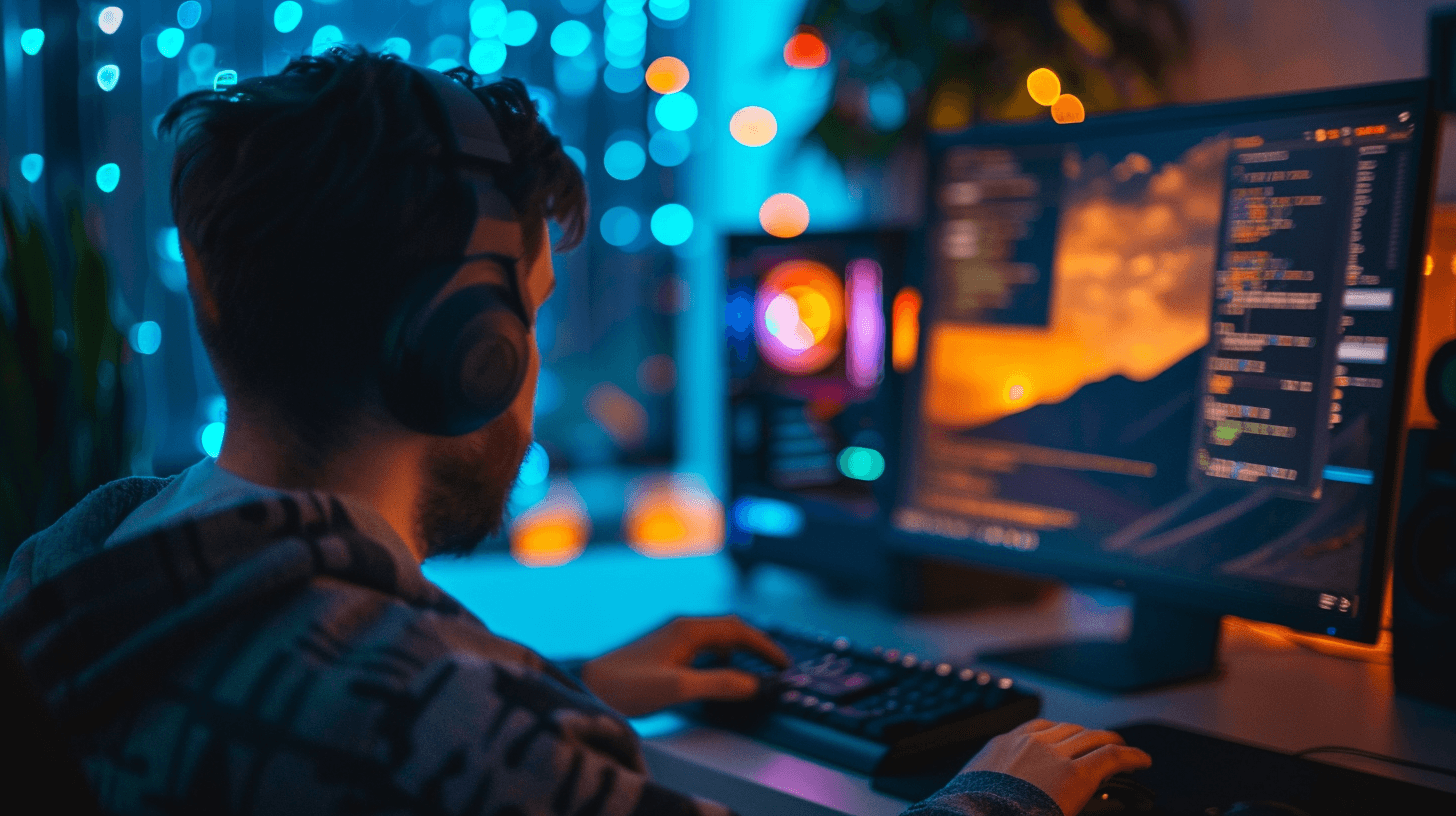 Low Code developer working on a pc