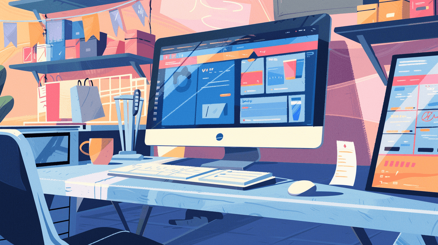 Ecommerce website on a pc illustration