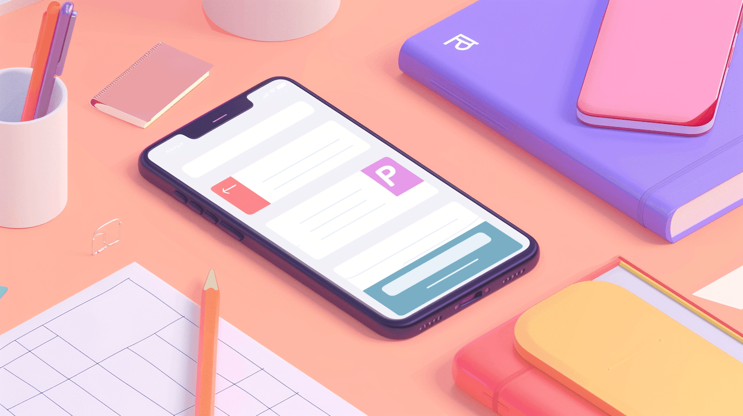 Educational app on a phone illustration