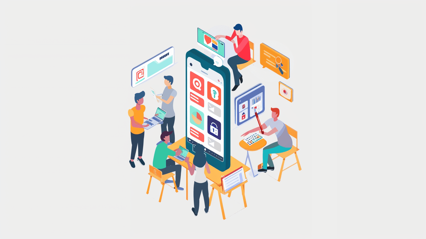 Many people working on software development