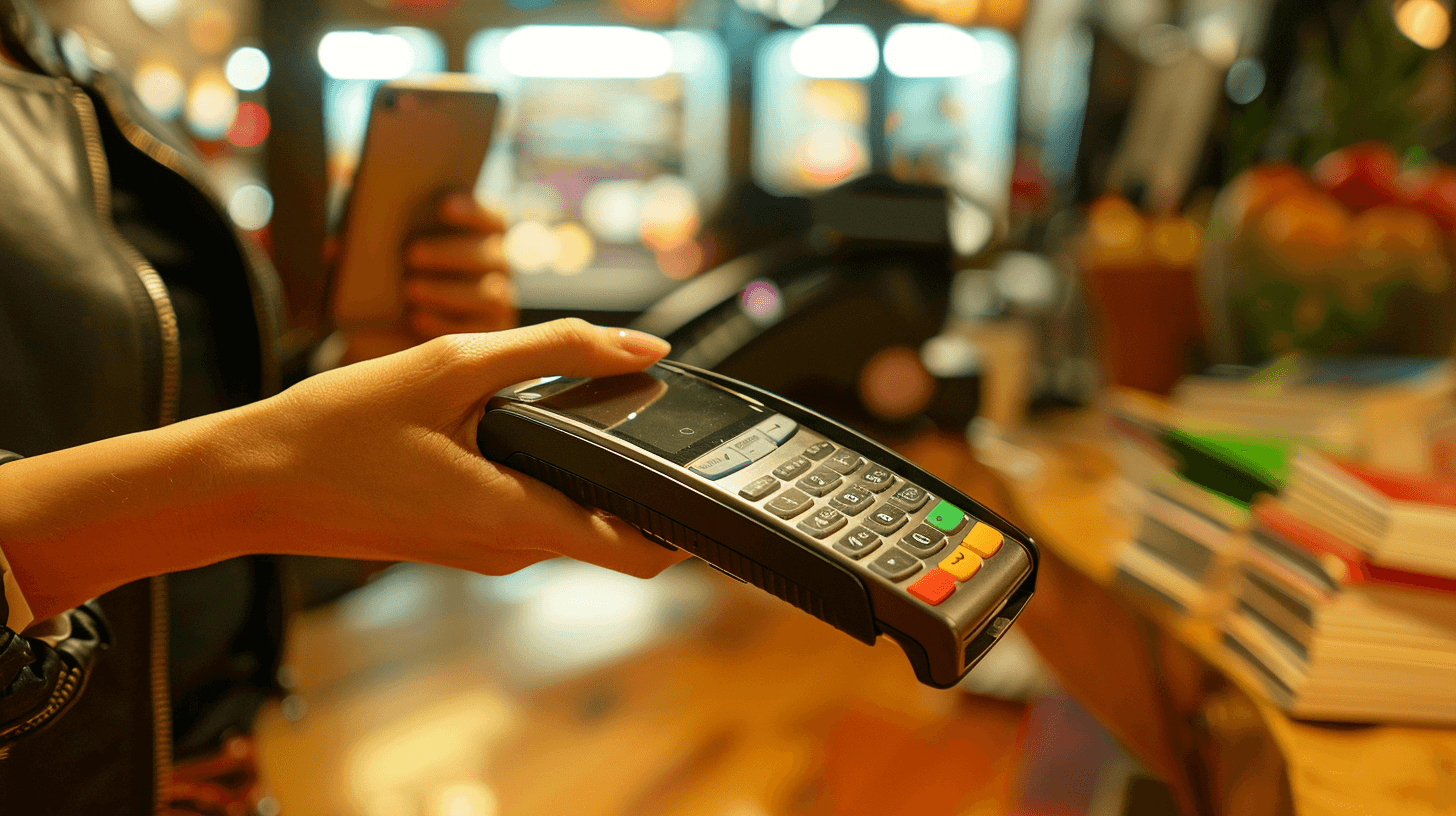 Person handing over to pay for the app