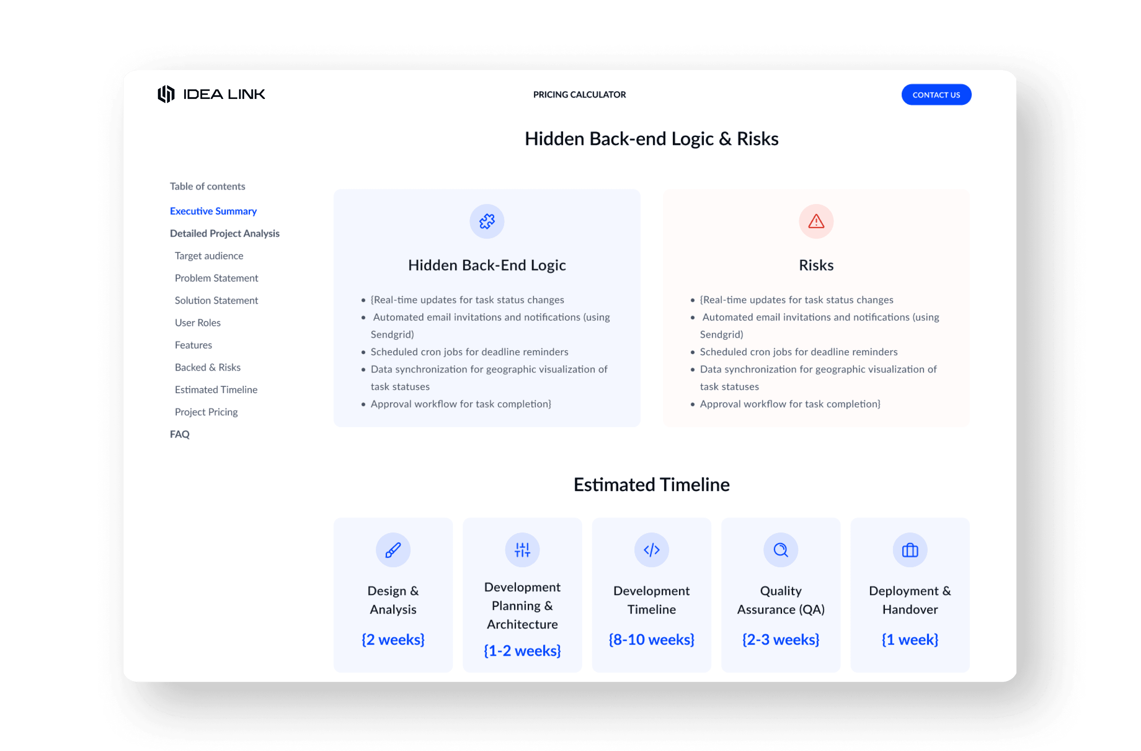 Vollständiger Projektplan mit versteckten Details screenshot