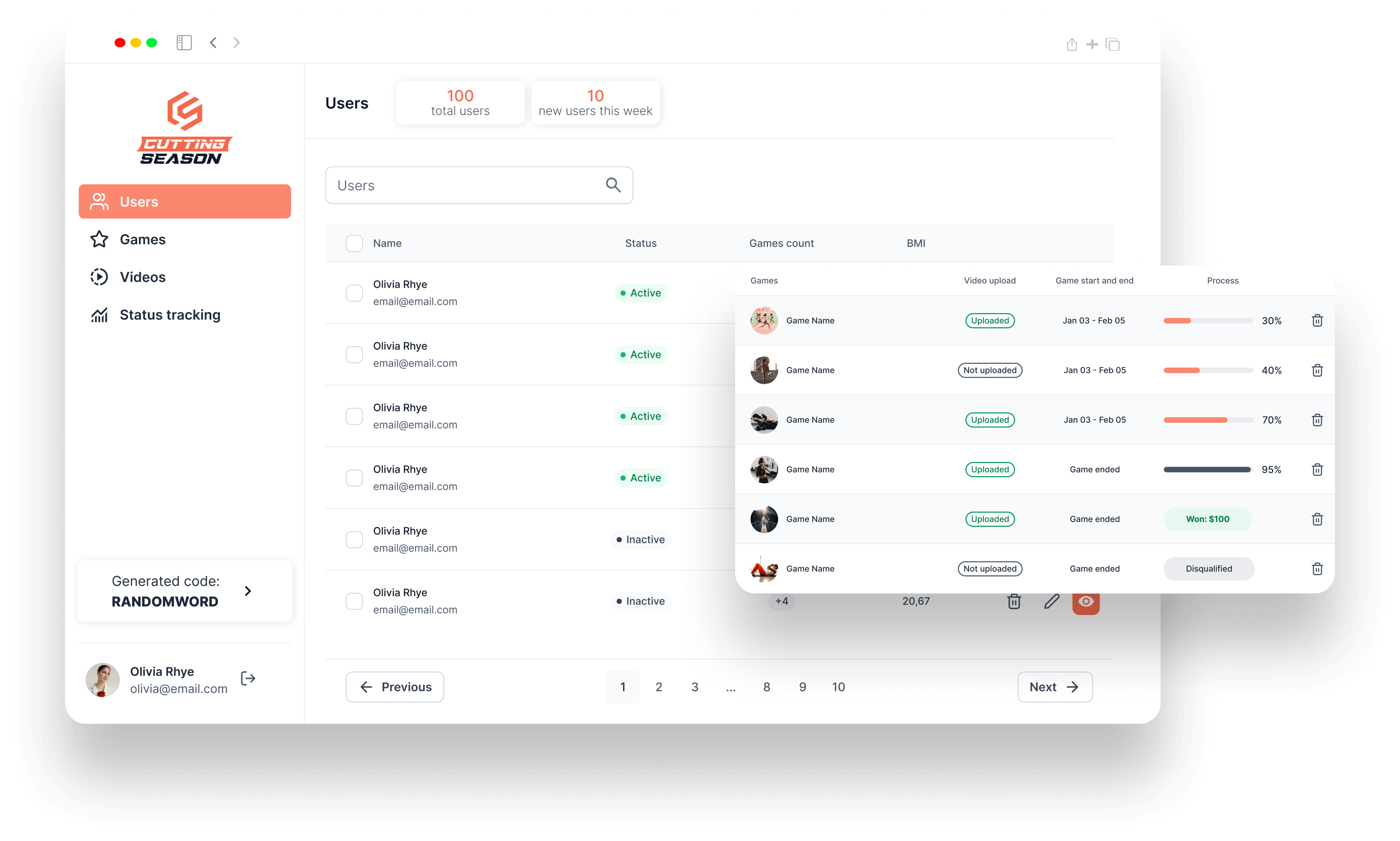 Nutzer-Dashboard screenshot