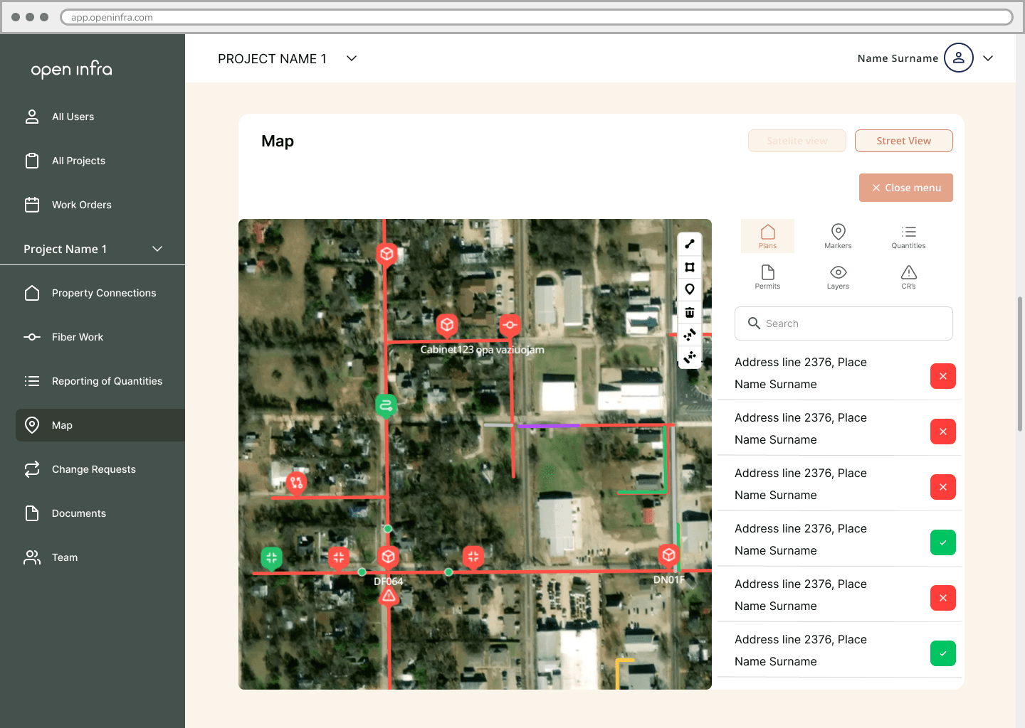 Open Infra ERP desktop view
