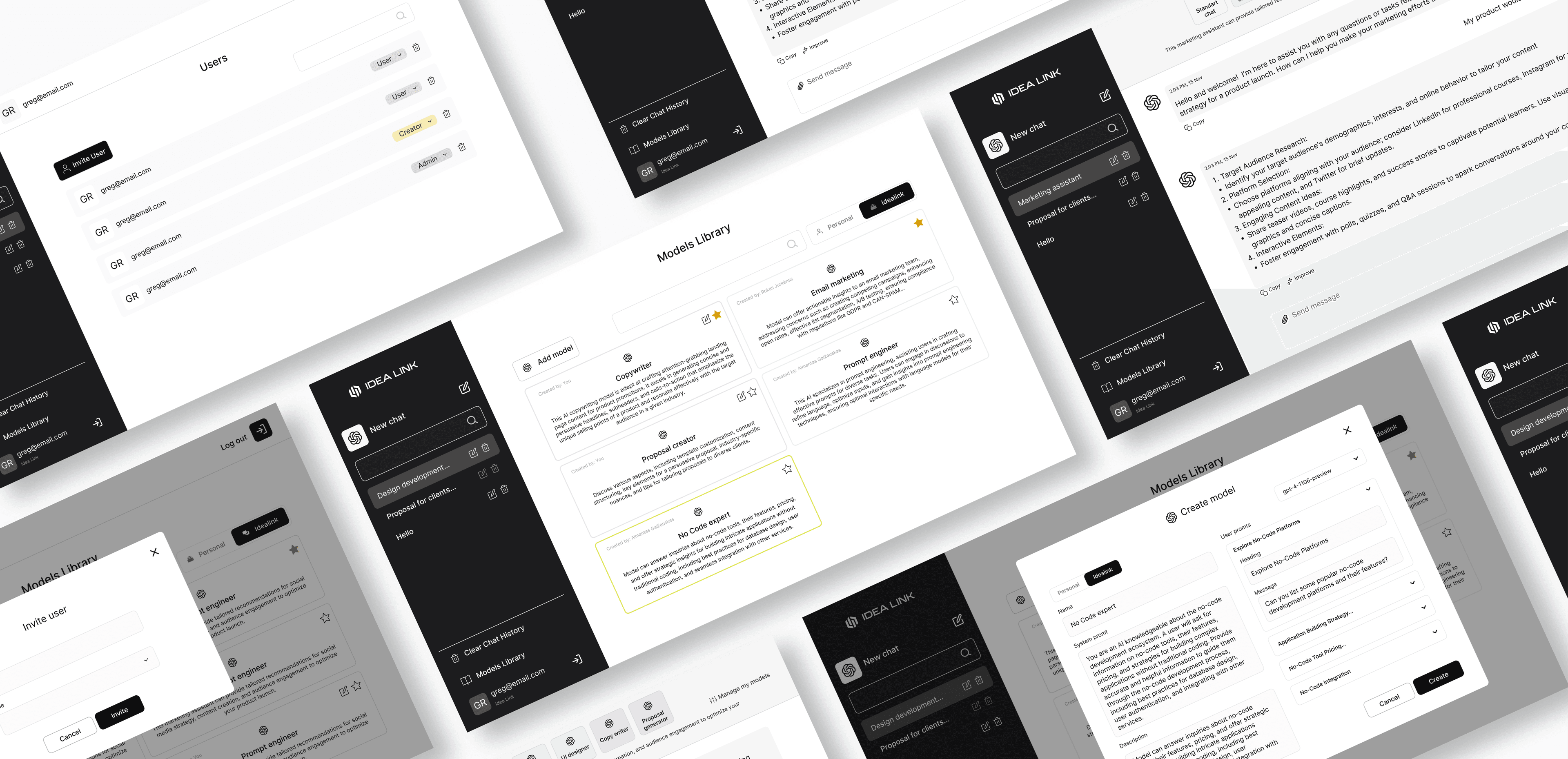 AI Platform - multiple screens overview