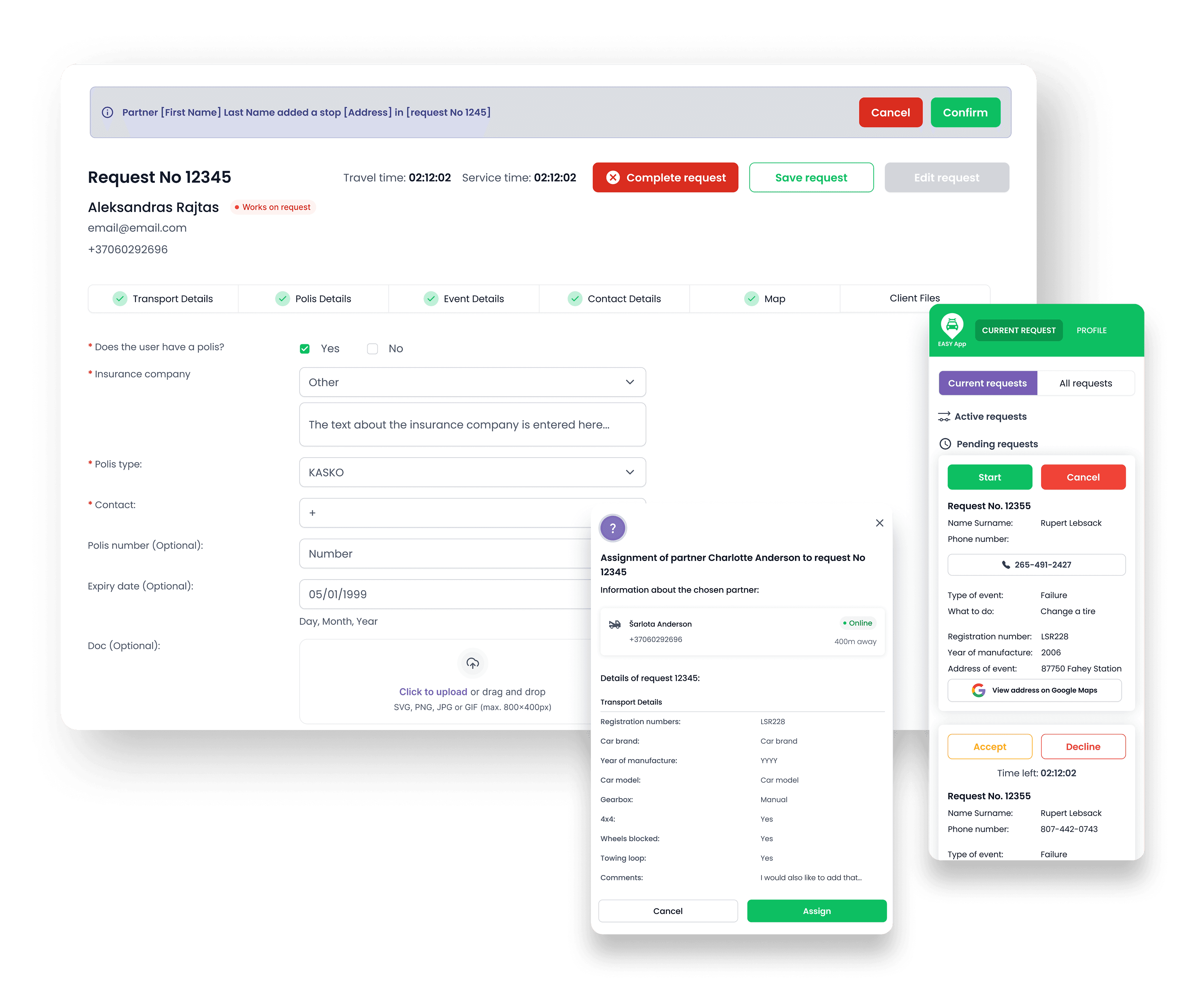 Dynamische Karte und Partnerzuweisung screenshot