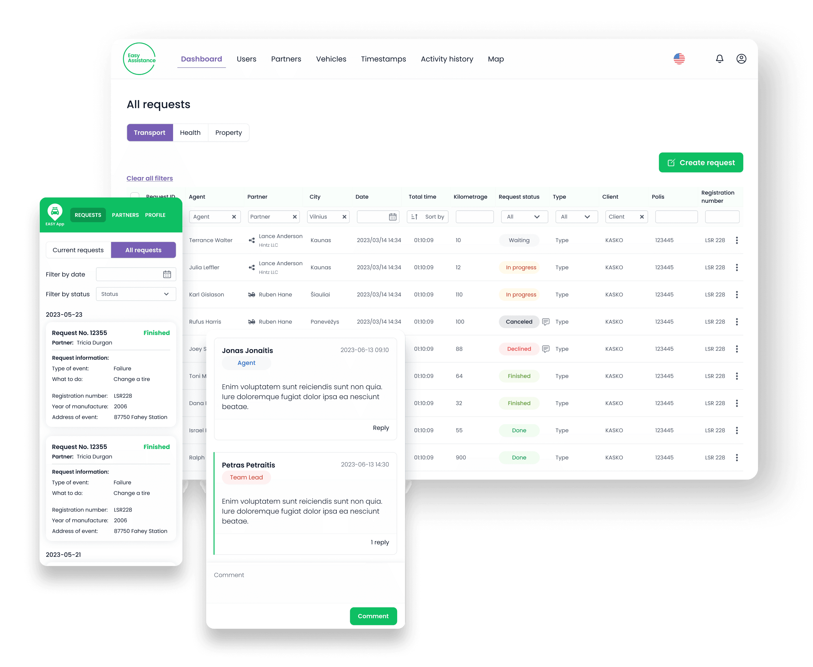 Anfragenverwaltung und Kommunikation screenshot