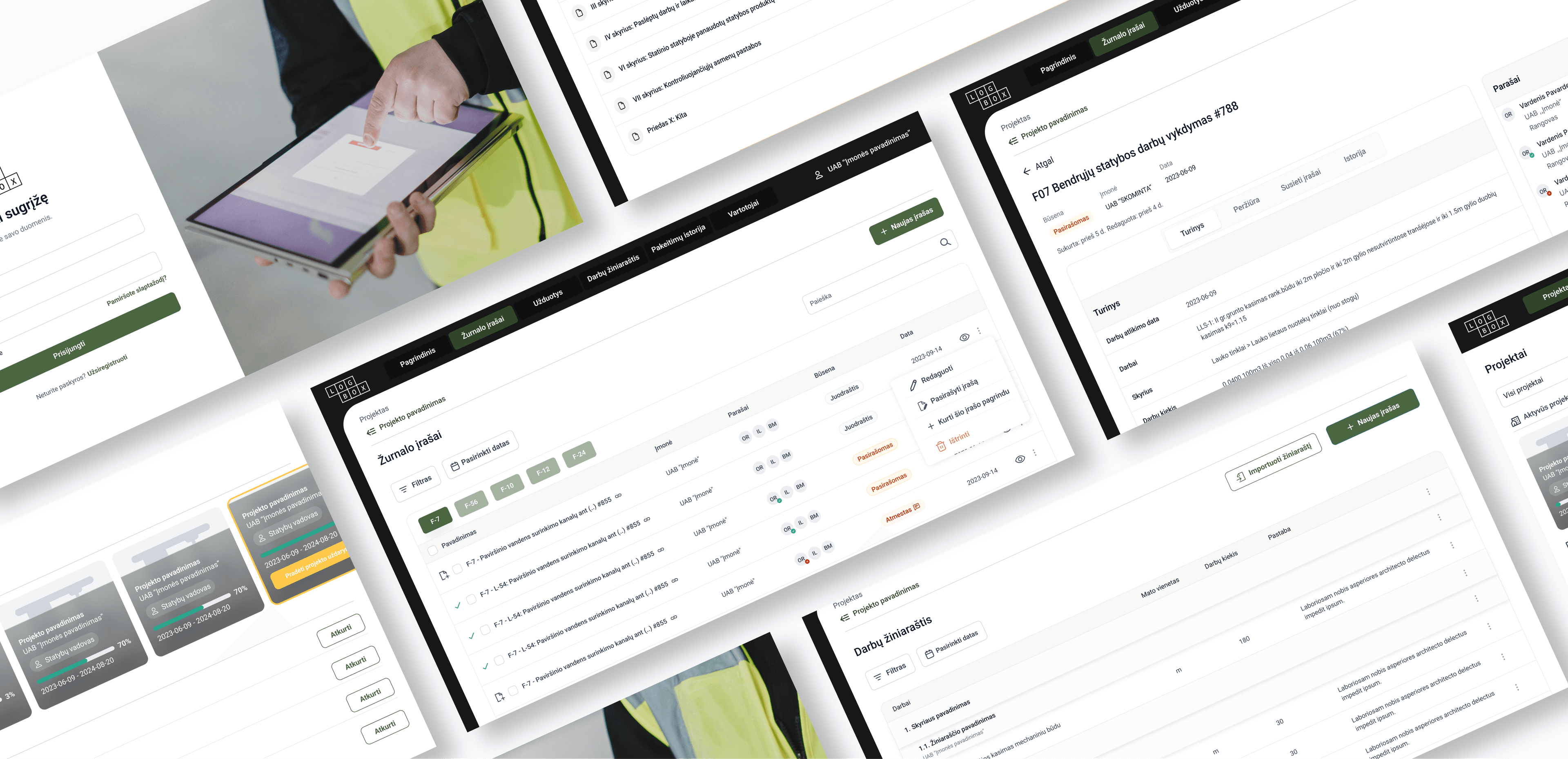 LogBox platform design screens