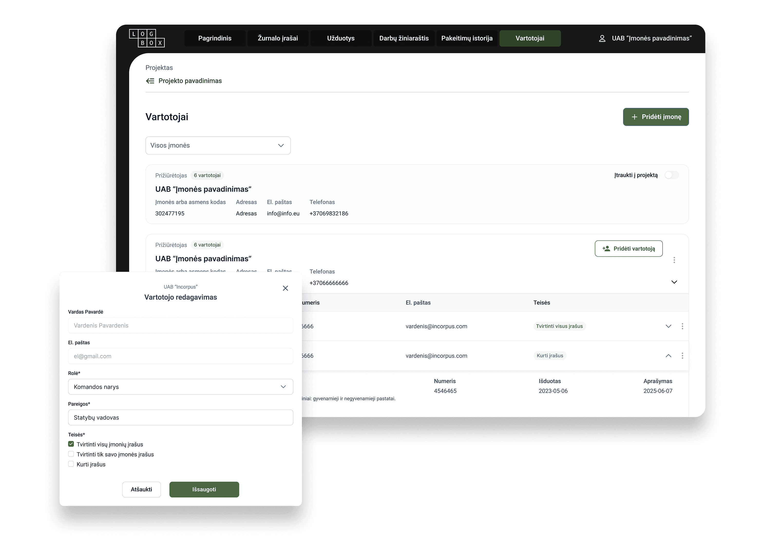 User Roles and Responsibilities Management screenshot