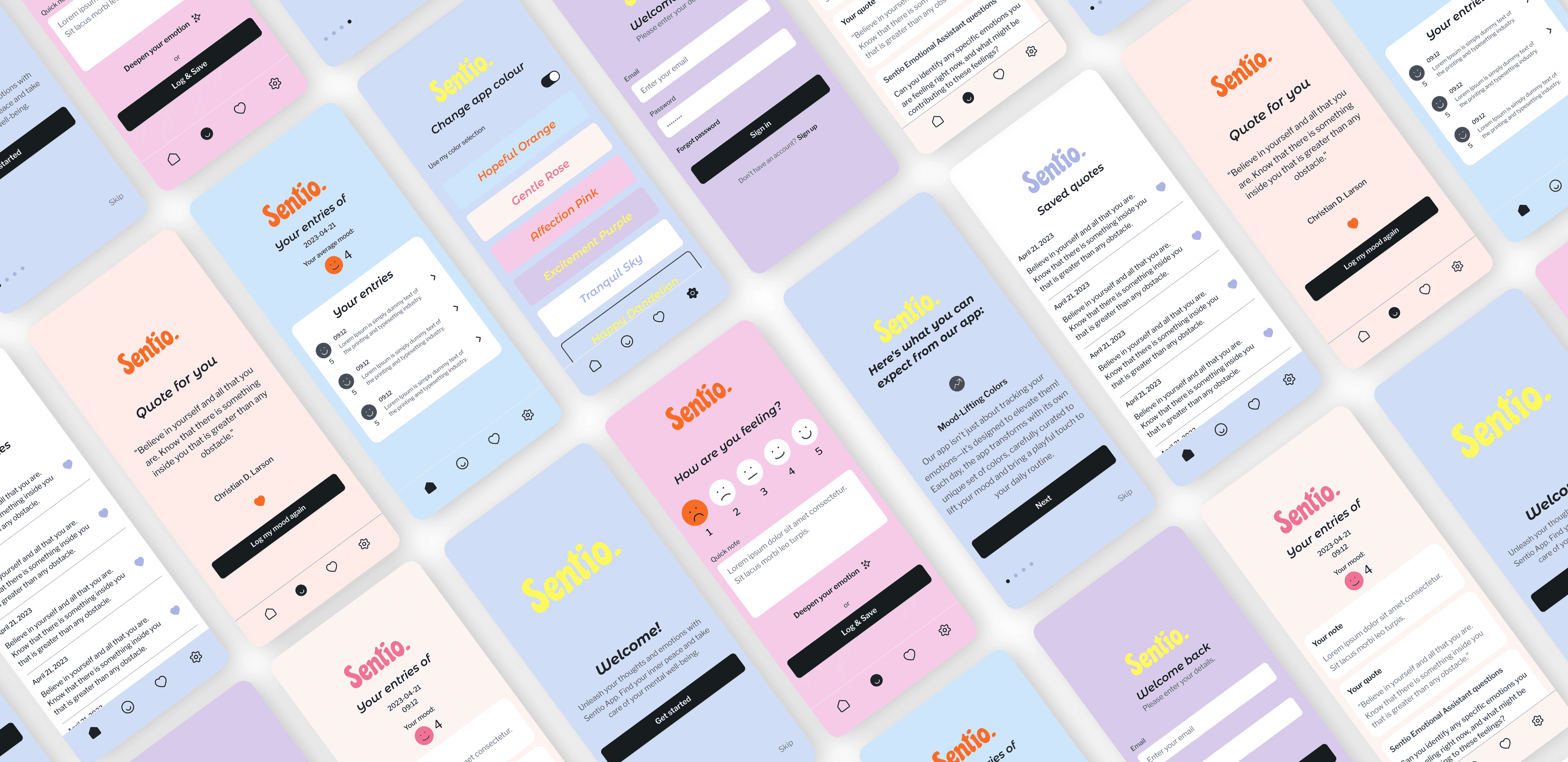 Sentio App – Übersicht mehrerer Bildschirme