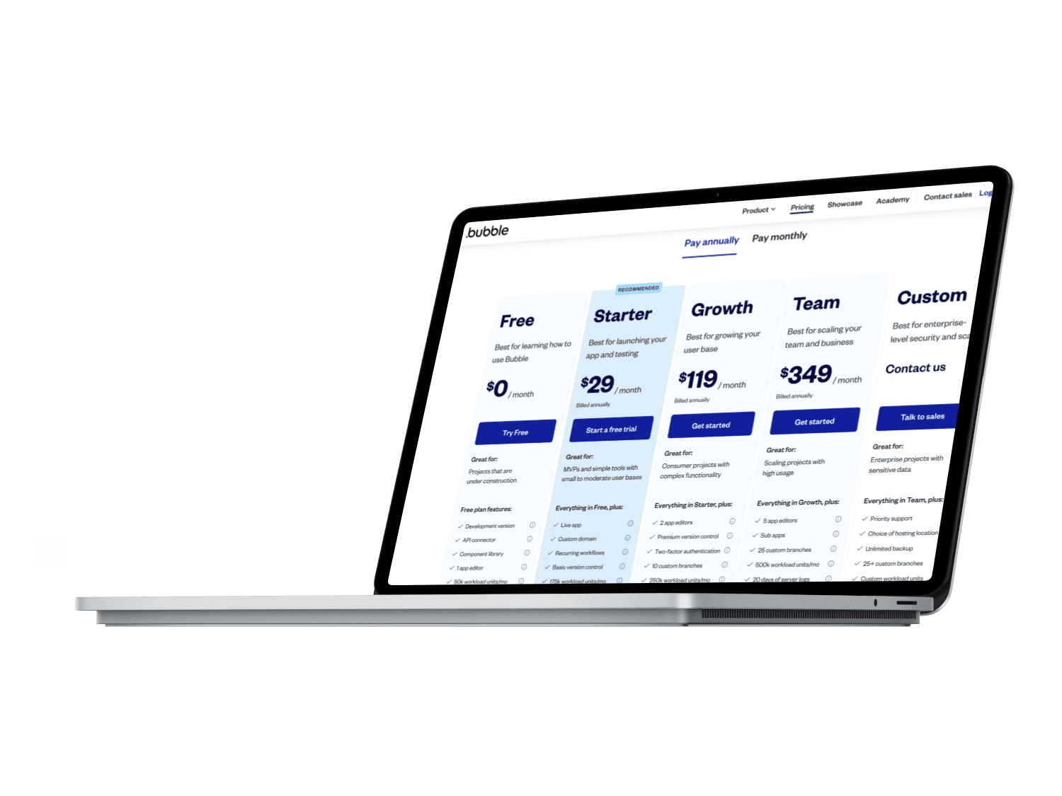 Webflow website on laptop