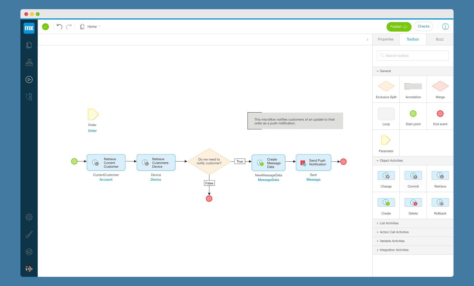 workflows being set up using Mendix, No Code enterprise software