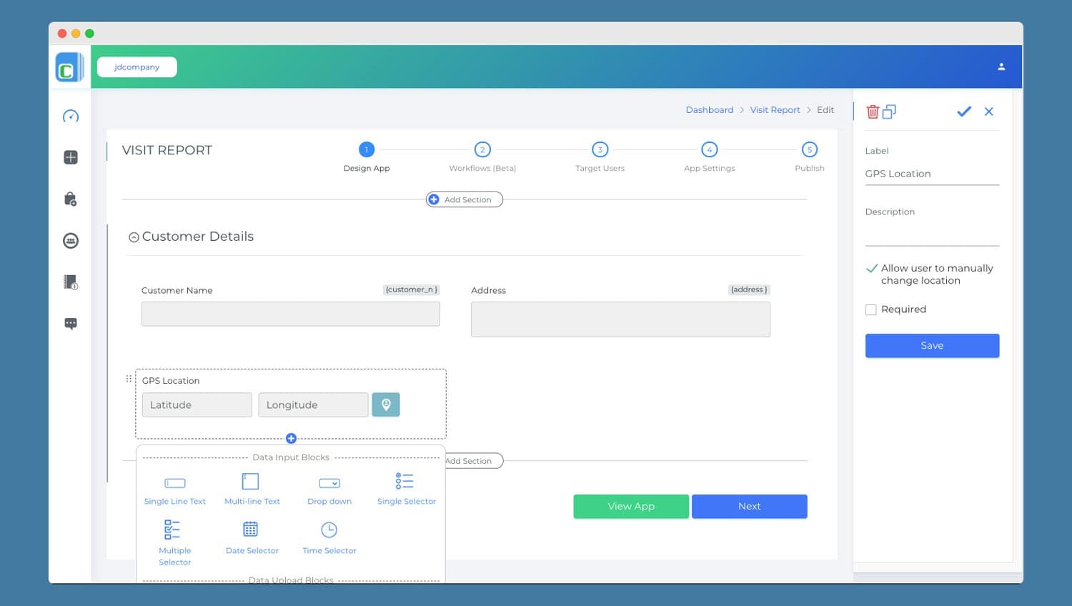 An enterprise app being set up using Clappia - No Code software