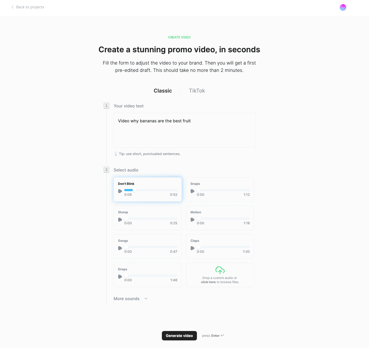 Video content app Typeframes