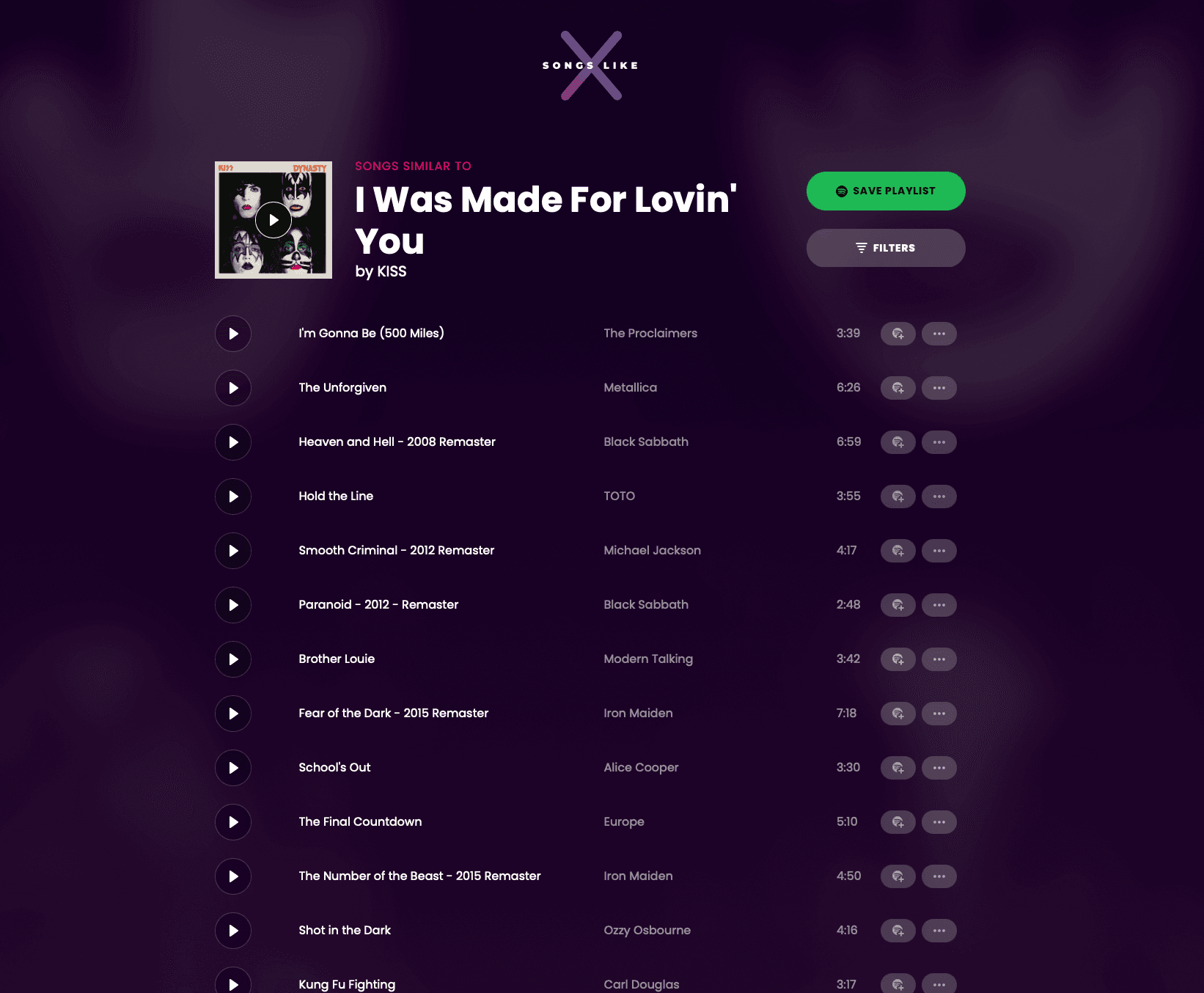 SongsLikeX User Interface