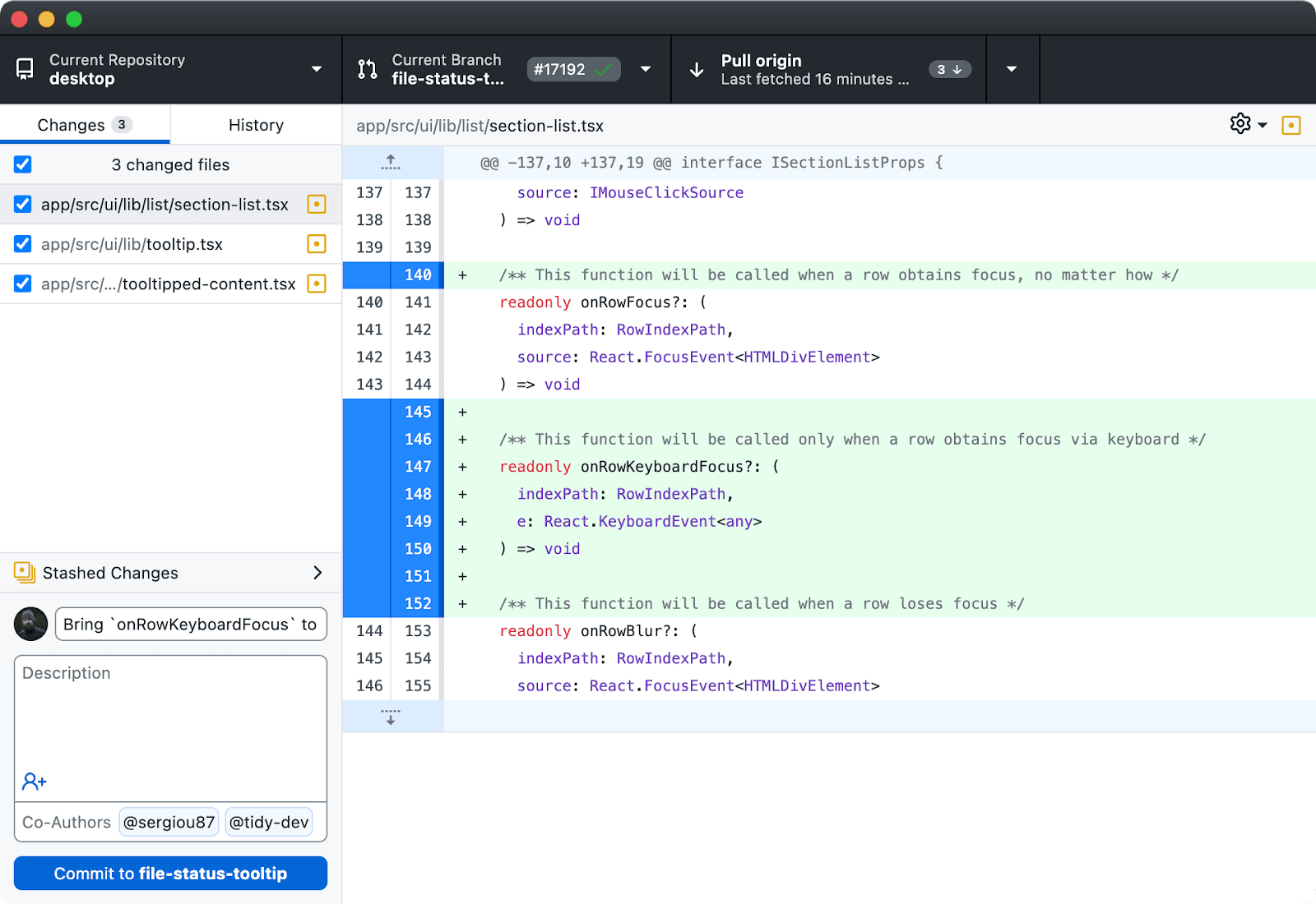 GitHub Interface