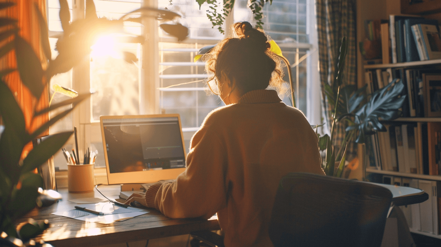 Person sitting at a desk working on software development