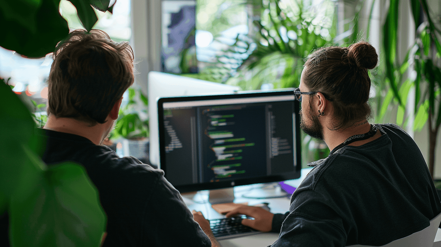 Web developers working on an app