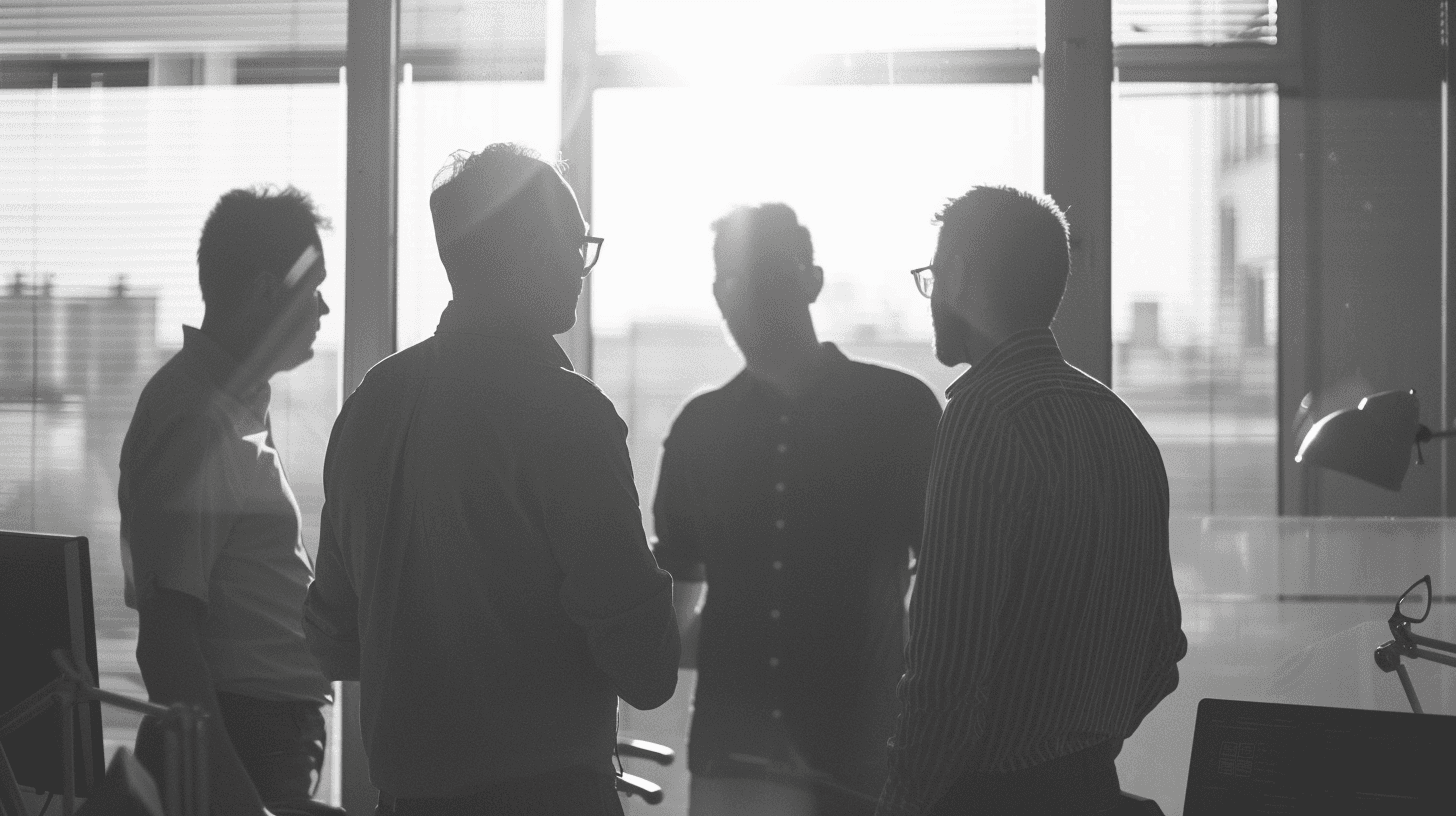 A team of devs discussing