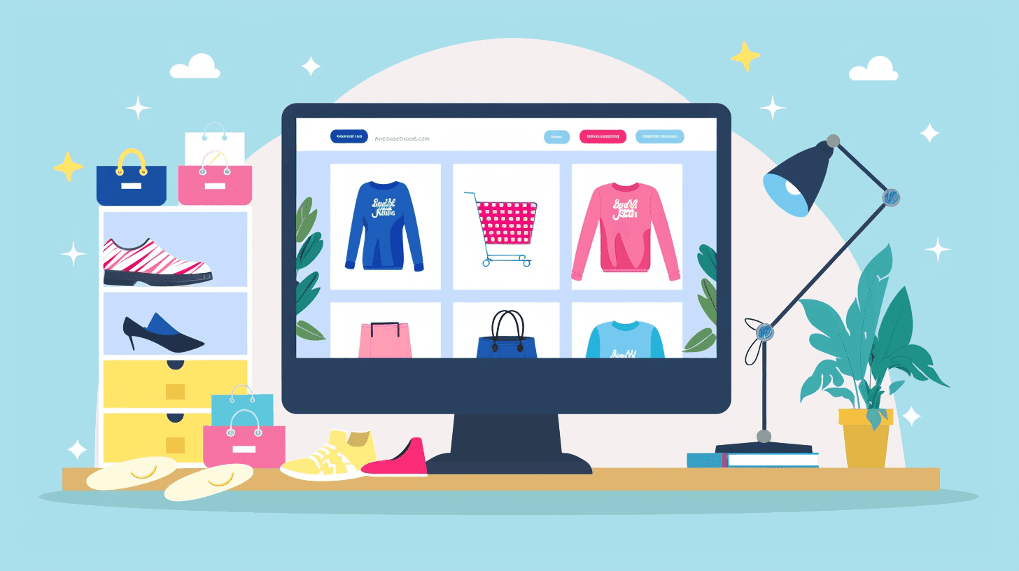Illustration of an ecommerce shop on a pc