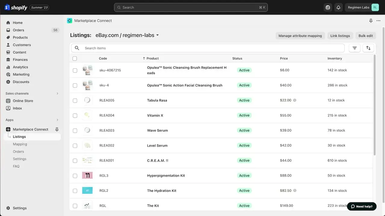 Shopify Interface