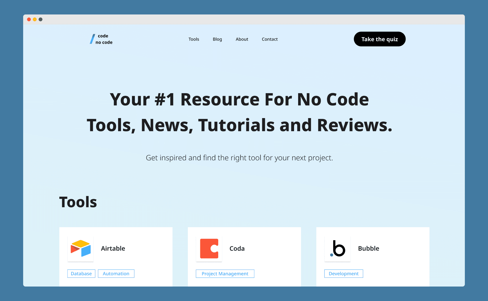 screenshot of codeornocode.com