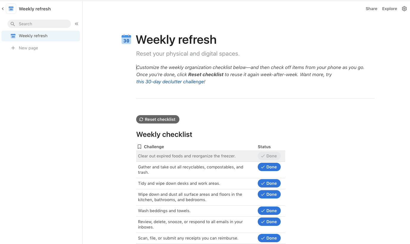 A screenshot of the UI of Coda, a No Code tool for making custom workspaces.