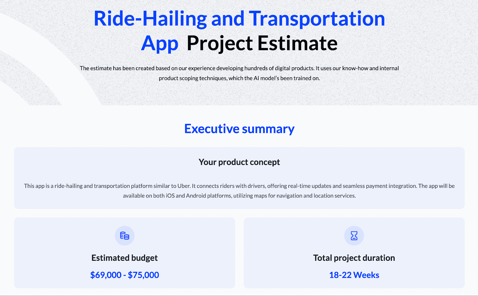 App like uber cost report