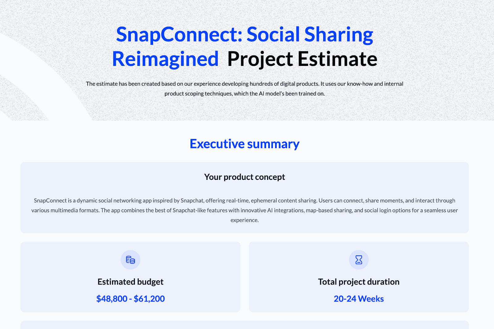 App like snapchat cost report