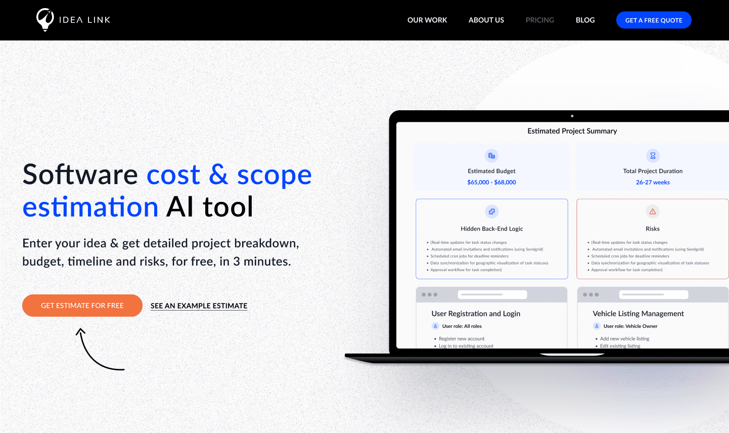AI software cost estimator