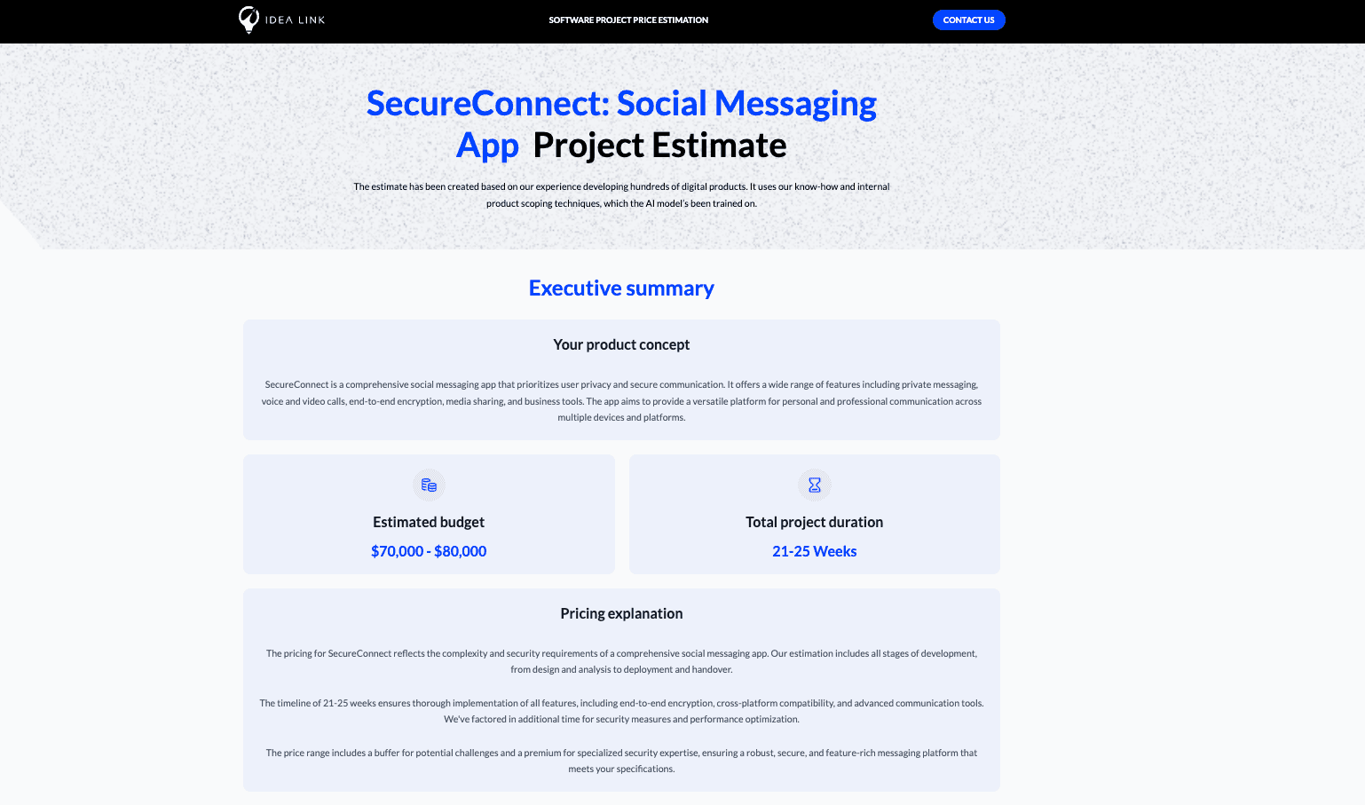 Example app estimate