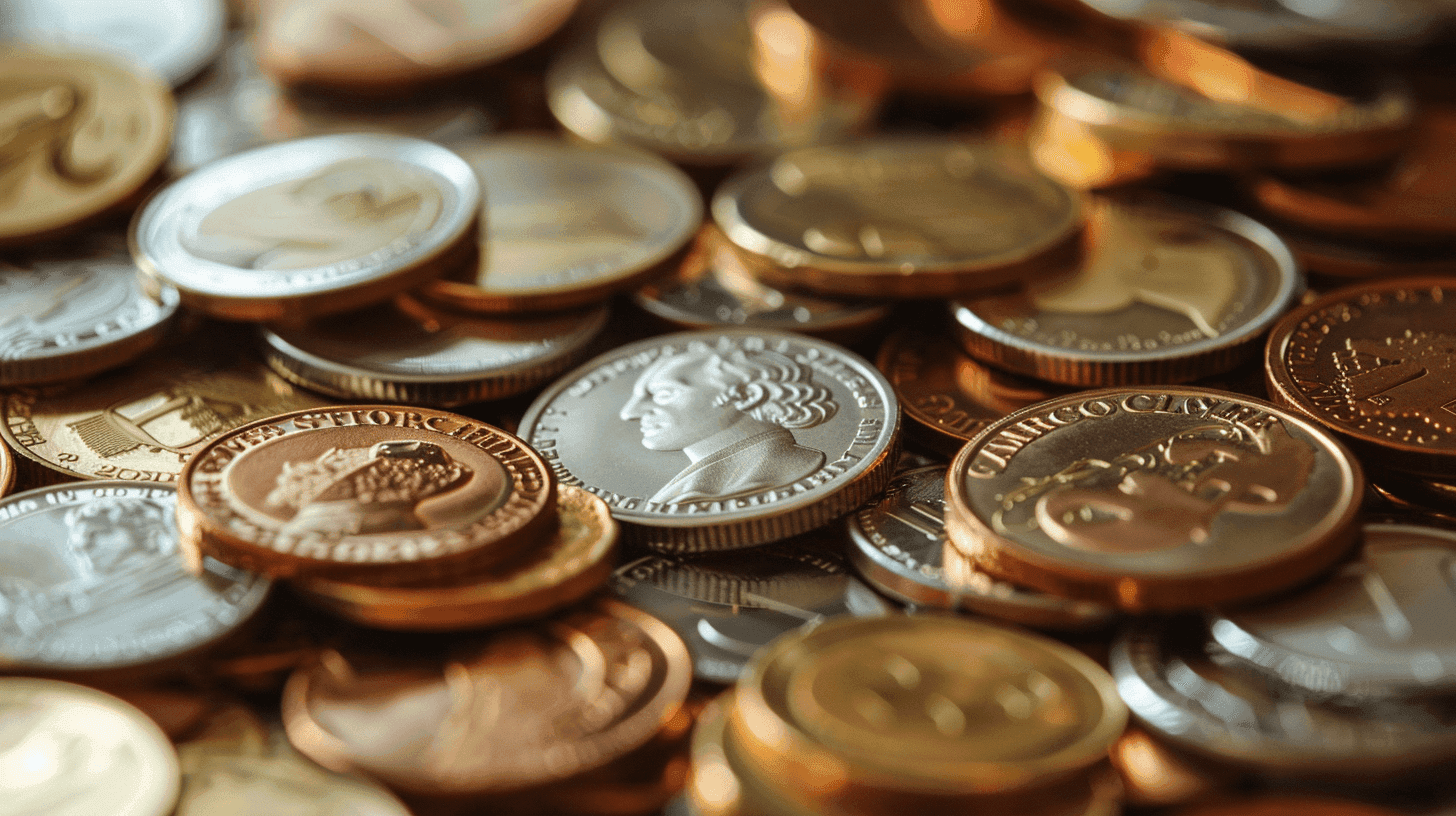 A lot of coins on a table