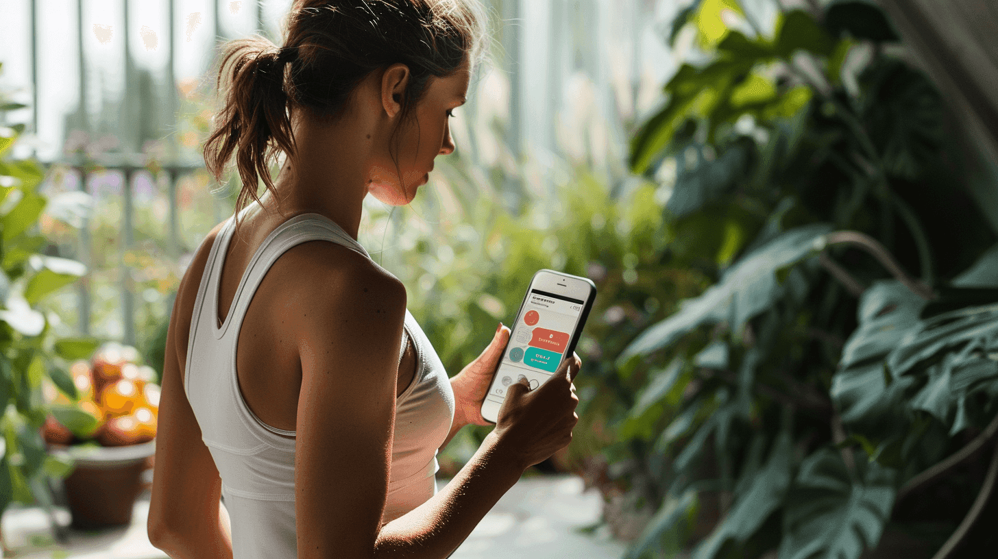 woman using a fitness app