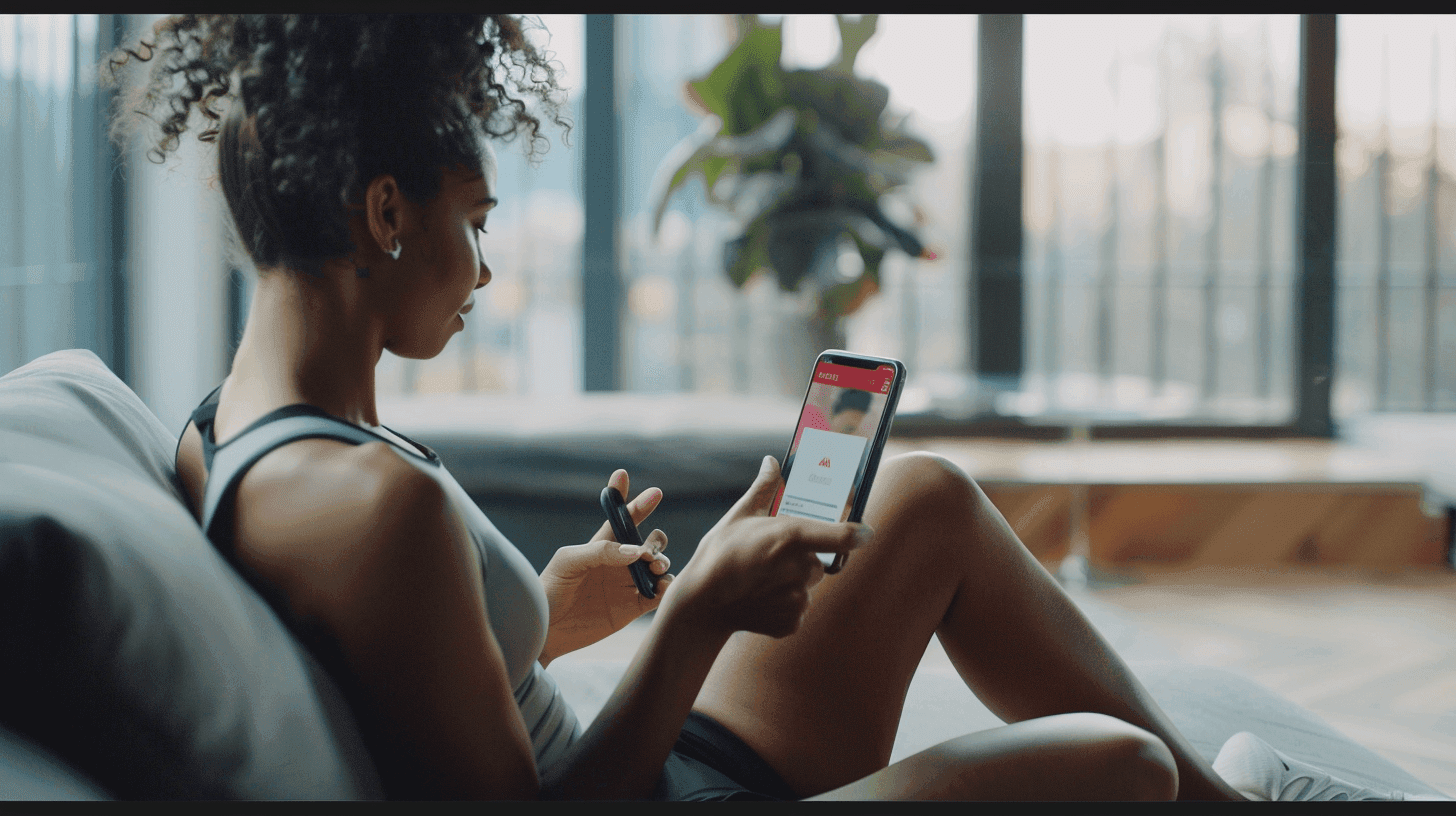 person using a fitness app
