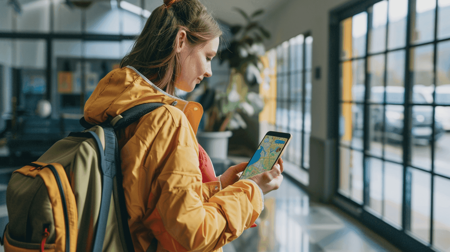 Person using a travel app
