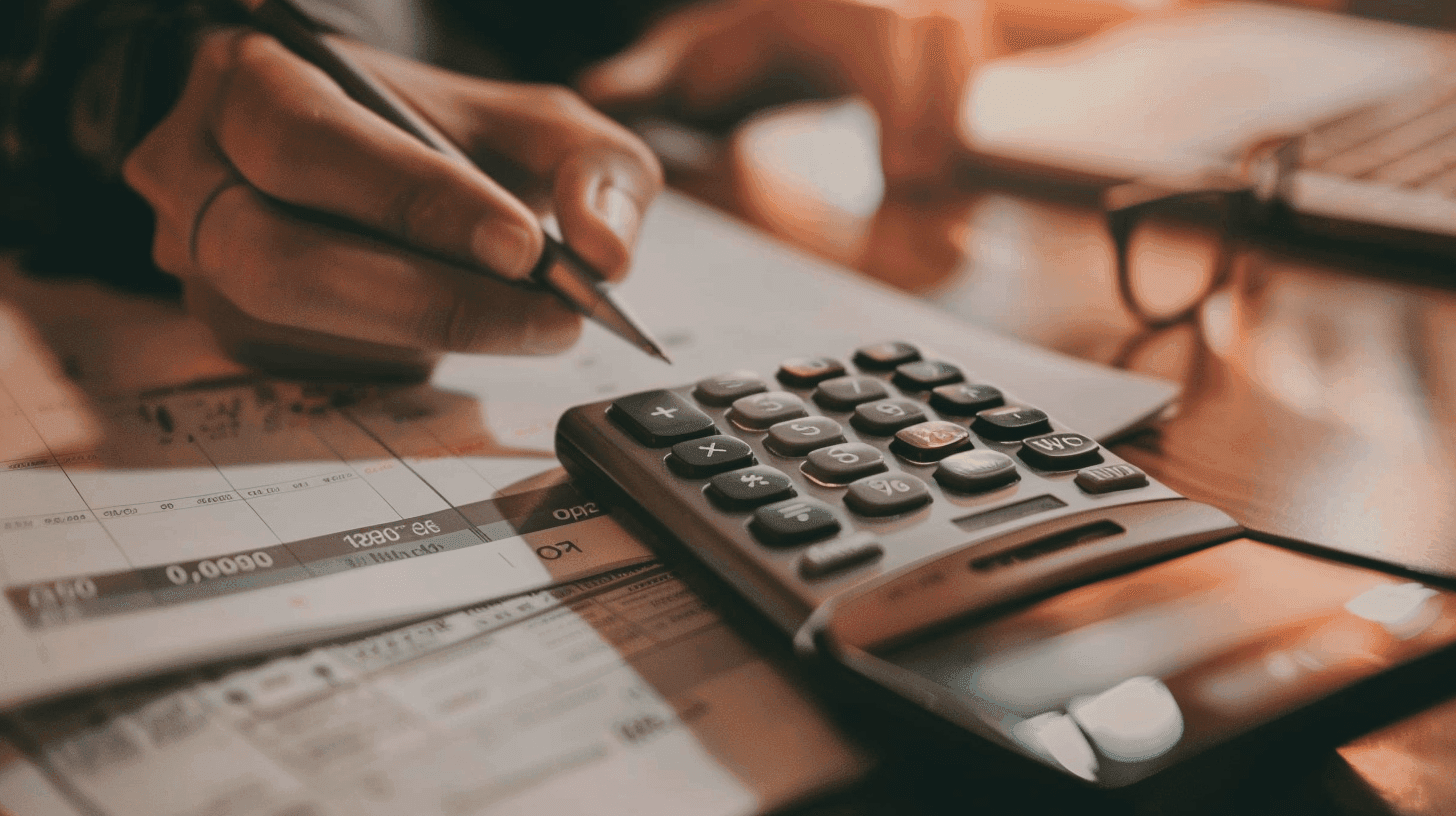 Person calculating at a desk