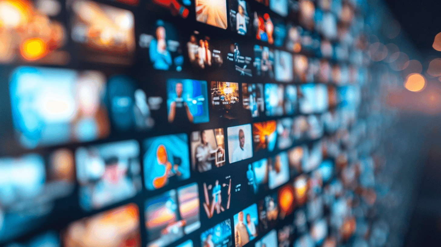 Screen full of screens of shows and films