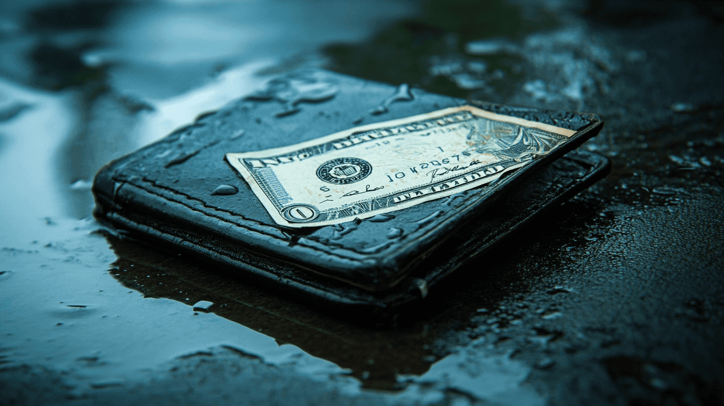 Dollar bill on a wallet