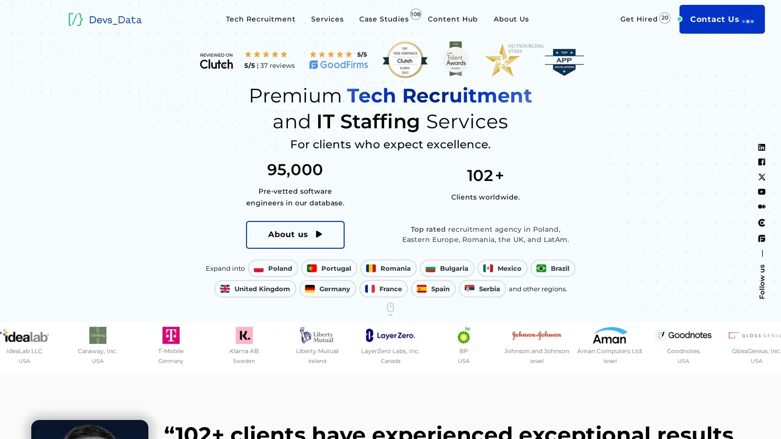 DevsData homepage