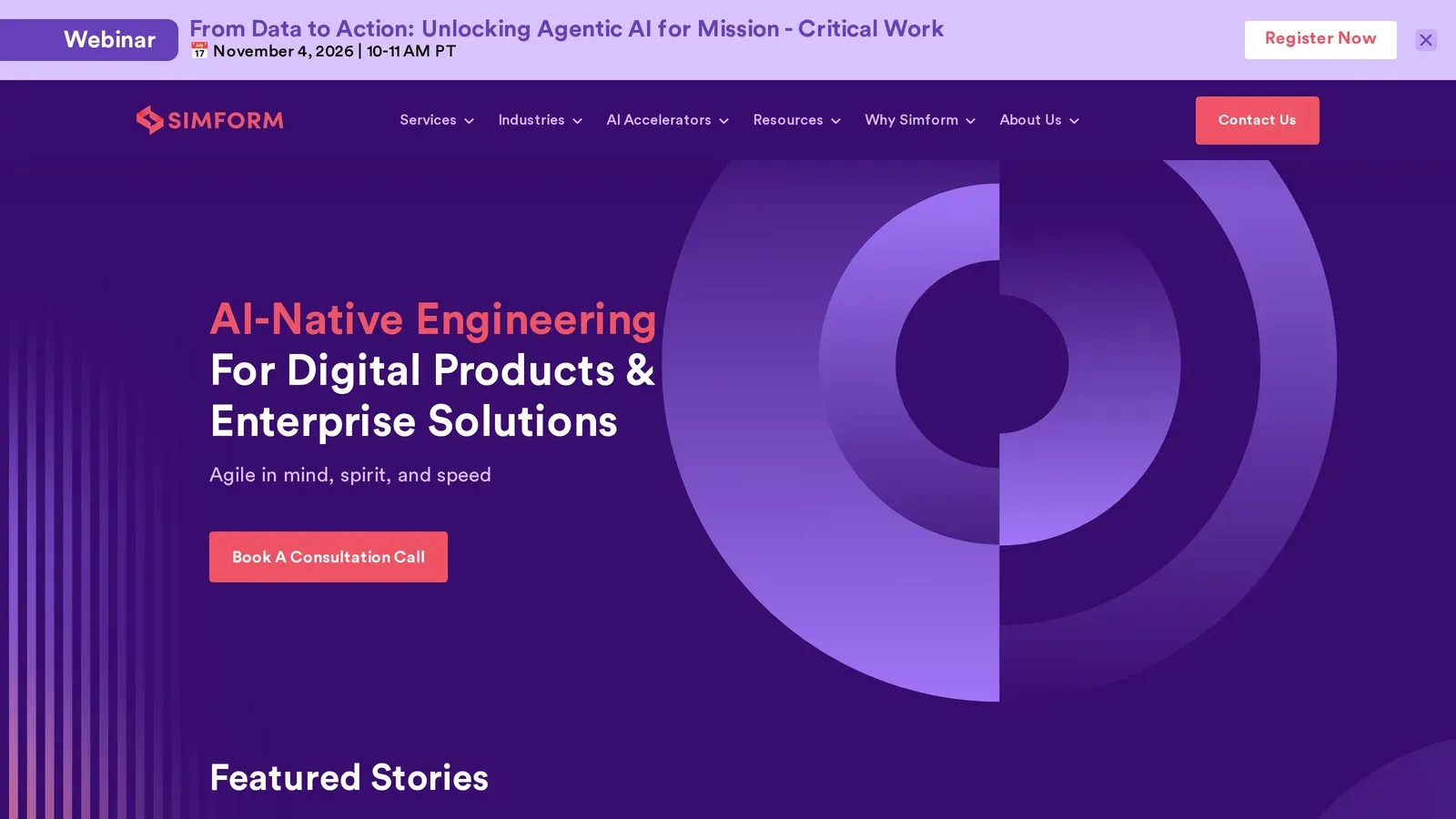 Simform homepage