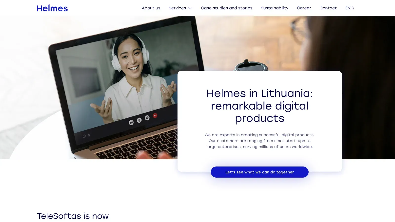 TeleSoftas, now part of Helmes, homepage